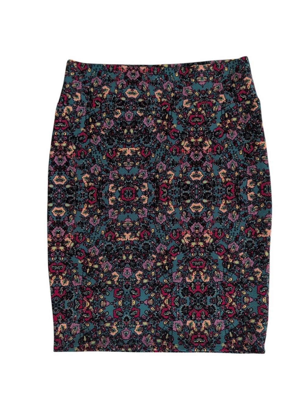 LuLaRoe Cassie Floral Pencil Skirt LARGE Teal Purple